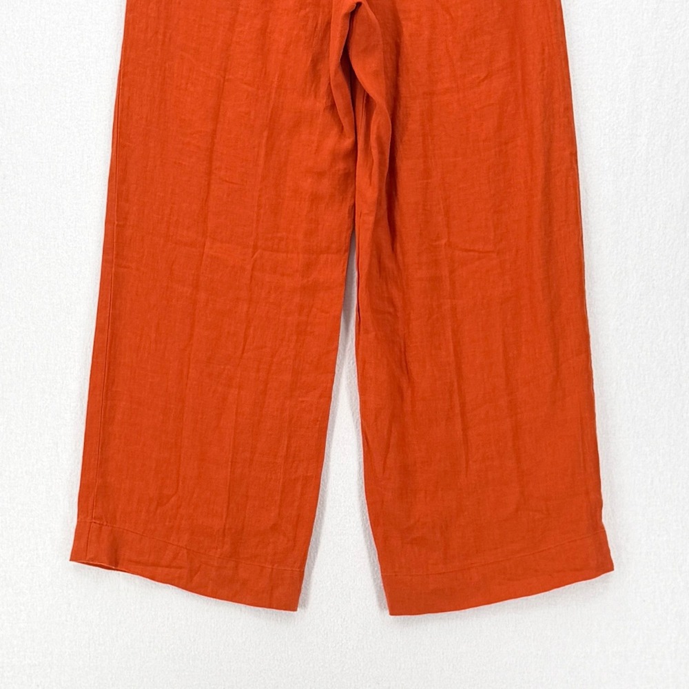 MADEWELL The Harlow Wide-Leg Pant Women 4 Orange Linen Trouser High Rise Pleated - Picture 16 of 16